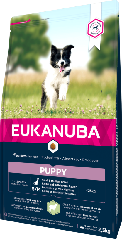 Eukanuba Small&Medium Breeds száraz kutyaeledel puppy bárány&rizs 2,5kg