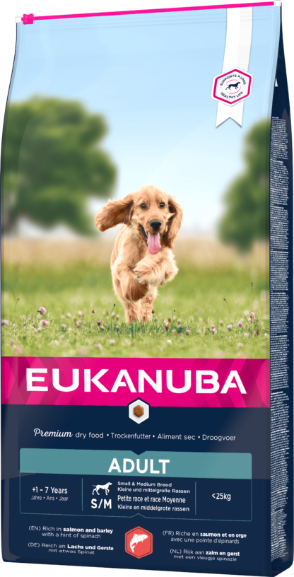 Eukanuba Small&Medium Breeds száraz kutyaeledel adult lazac 12kg