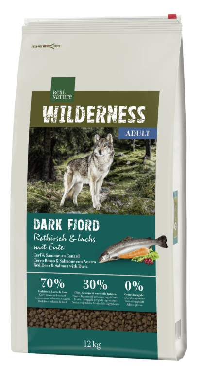 Real Nature Wilderness száraz kutyaeledel adult Dark Fjord gímszarvas&lazac 12kg