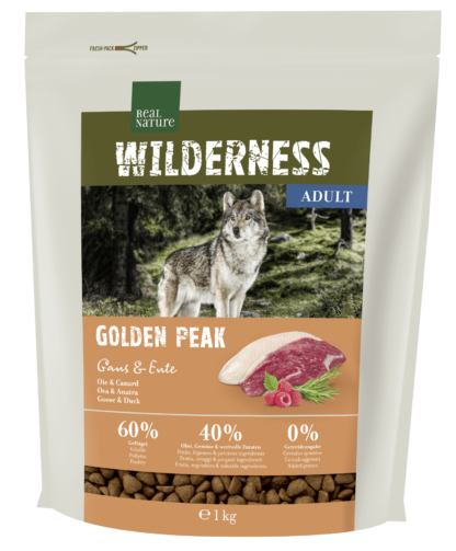 Real Nature Wilderness száraz kutyaeledel adult Golden Peak liba&kacsa 1kg