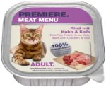 Premiere Meat Menu macska tálka adult marha&csirke&borjú 16x100g