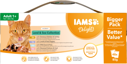 IAMS Delights macska tasak MP Land&Sea in gravy 48x85g