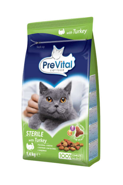 PreVital száraz macskaeledel adult steril pulyka 1,4kg