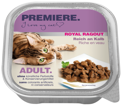 Premiere Royal Ragout macska tálka adult borjú 16x100g