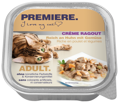 Premiere Créme Ragout macska tálka adult csirke 16x100g