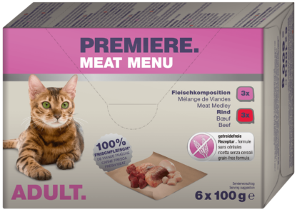 Premiere Meat Menu macska tálka MP adult húsos 6x100g