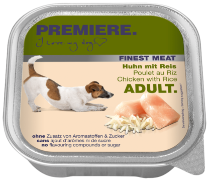 Premiere Finest Meat kutya tálka adult csirke&rizs 10x150g
