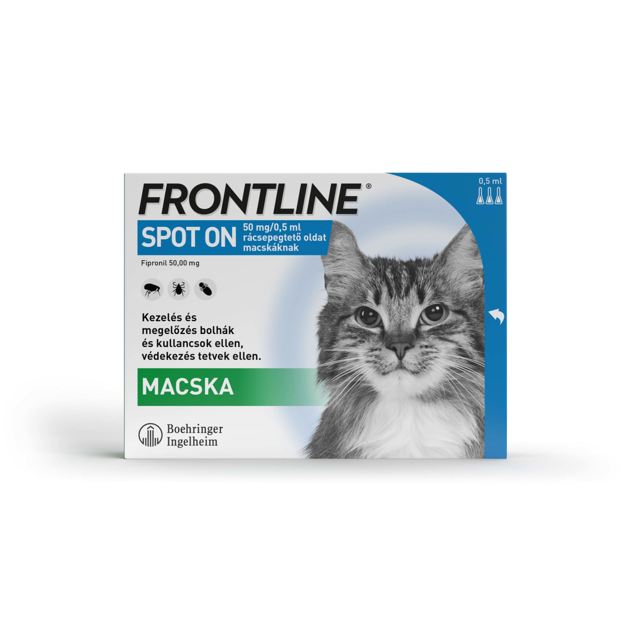Frontline spot-on kullancs, bolha és tetvek ellen macskáknak 3db