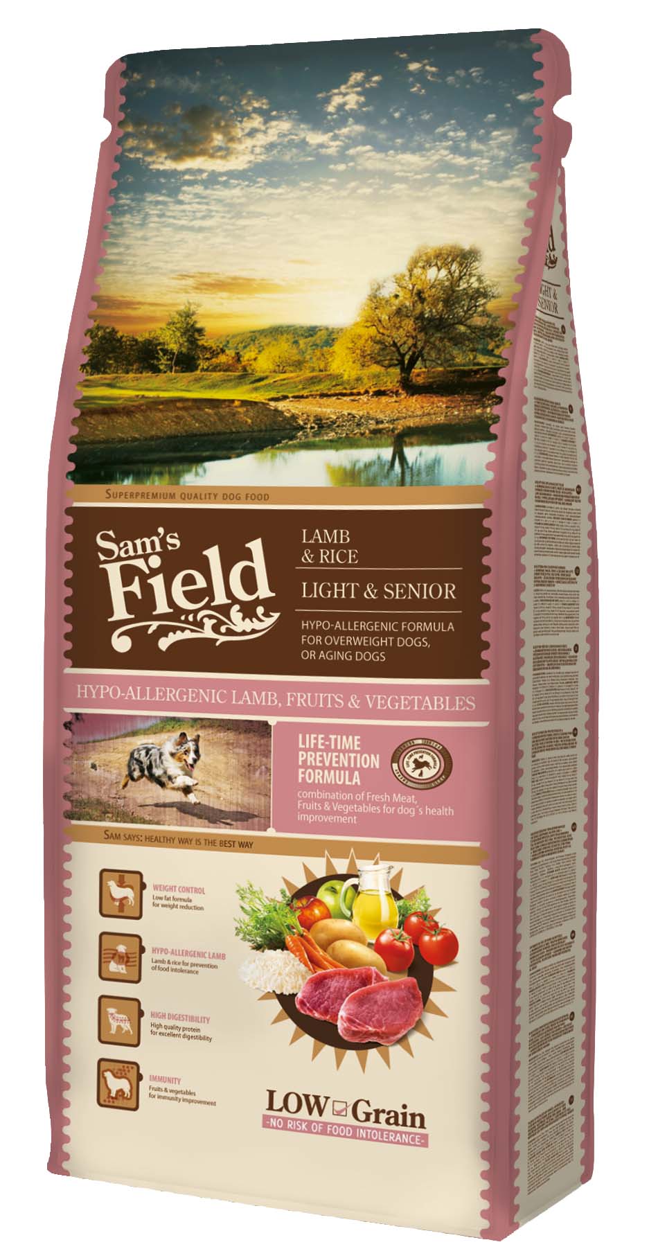 Sam's Field Light Senior hipoallergén száraz kutyaeledel bárány&rizs 13kg